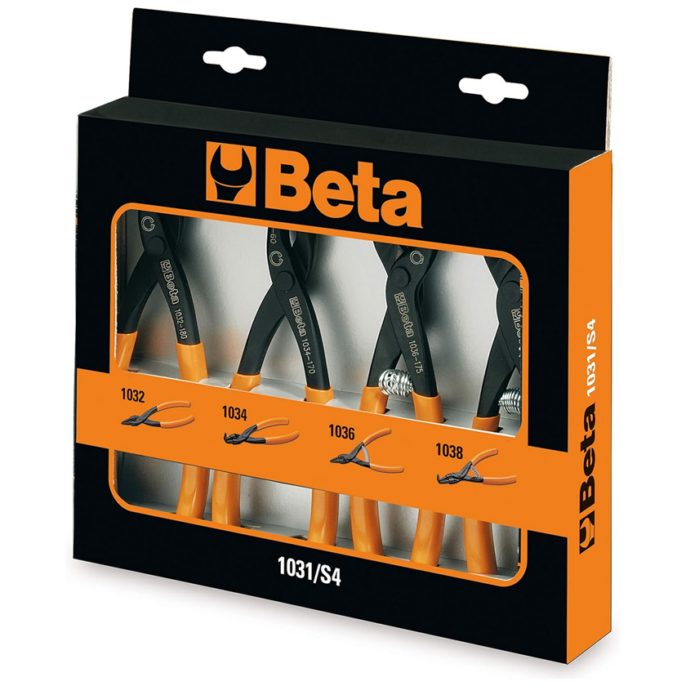 Beta 1031/S4 4 Piece Circlip Inside & Outside Straight & Bent Nose Plier Set
