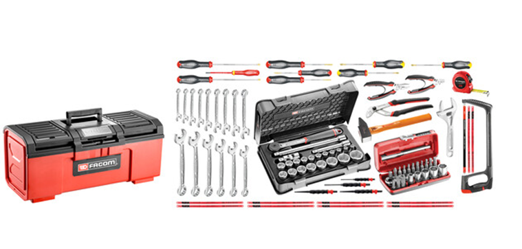 Facom 2026.M100A General Purpose Mechanical Tool Set with 24″ Plastic Tool Box