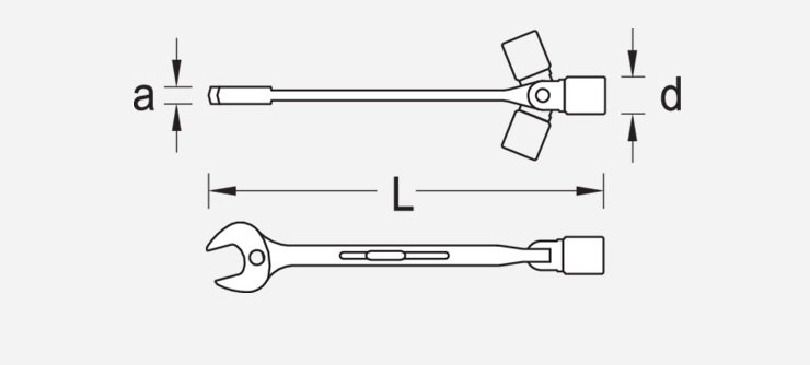 Gedore 534 Metric Combination Swivel Head Spanner Socket Wrench 11mm - Image 3