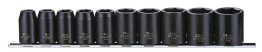 Teng 9121 10 Piece 1/2" Drive Metric Impact Socket Set 10-24mm