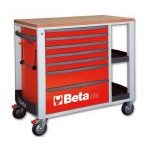 Beta C24SL 7 Drawer Mobile Roller Cabinet Workstation With Side Tops In Red