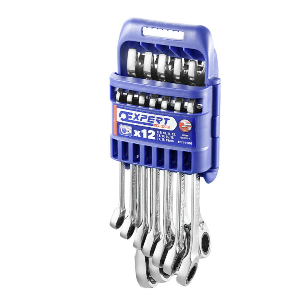 Expert by Facom E111106 12 Piece Metric Ratcheting Combination Spanner Wrench Set 8-19mm