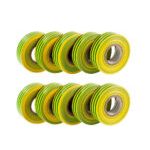 PVC Insulation Tape - Green/Yellow (Earth) 19mm x 20M Pack of 10 Rolls