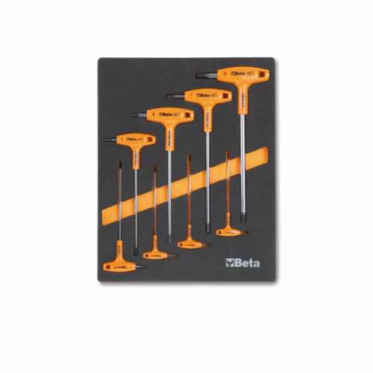 Beta M50 8 Piece Metric T-Handled Hexagon Key Foam Module Set 2-8mm