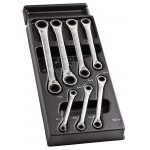 Facom MOD.65J7 7 Piece Metric Ratcheting Ring Spanner Wrench Set Supplied in Plastic Module Tray 6-19mm