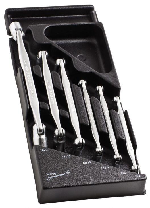 Facom MOD.66A-1 6 Piece Metric Hinged Socket Wrench Spanner Set Supplied in Plastic Module Tray 6-17mm