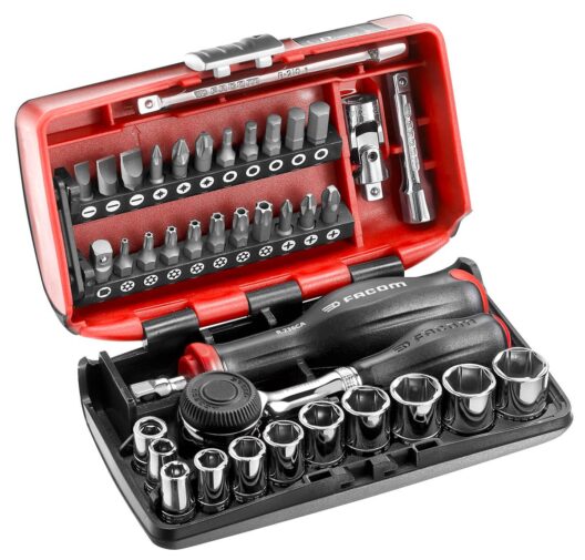 Facom R.360NANO 1/4" Drive Compact Socket &Bit Set With Twist Handle Ratchet