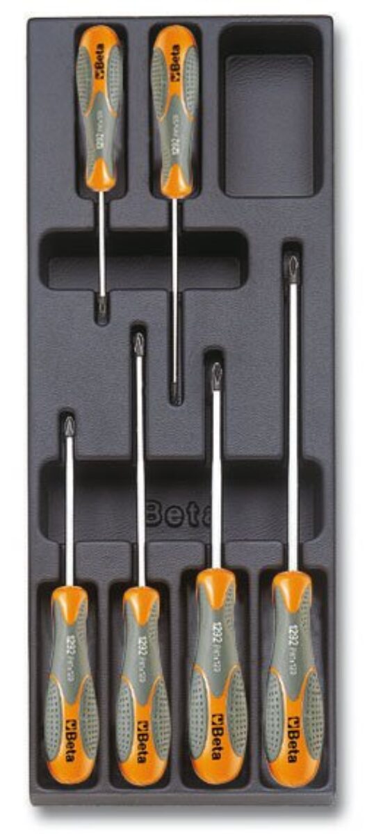 Beta T172 6 Piece Phillips Screwdriver Set Supplied in Plastic Module Tray