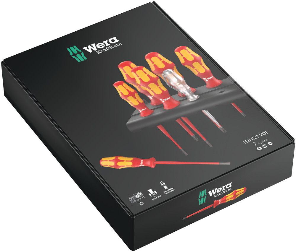 Wera 160 iS/7 7 Piece Kraftform Plus Extra Slim VDE Screwdriver Set Slot Phillips - 006480 - Image 2