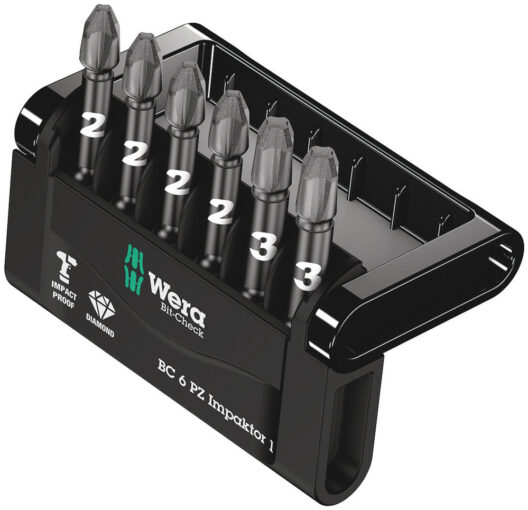 Wera Bit-Check 6 PZ Impaktor 1, 6 Piece Pozi Screwdriver Bit Set - 057692