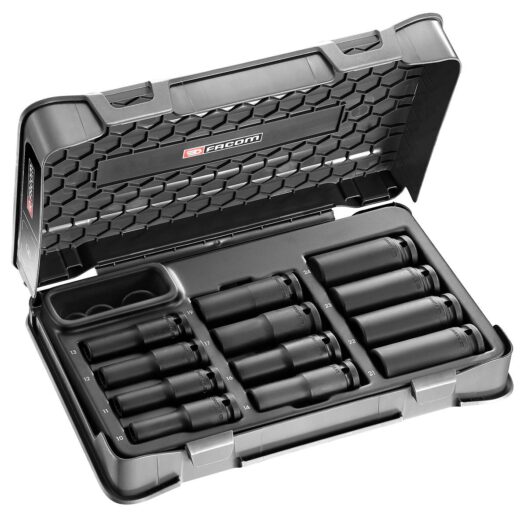 Facom NSDL.405A 1/2" Drive Deep Bi-Hexagon (12-Point) Impact Socket Set 10-24mm