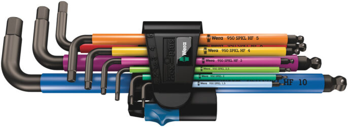 Wera 950/9 Hex-Plus Multicolour HF Hold Function 9 Piece Hexagon Key Set 1.5-10mm - 022210