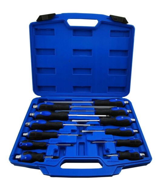 Britool Hallmark SDSET12 12 Piece Hammer Through Impact Head Screwdriver Set - Slot/Phillips