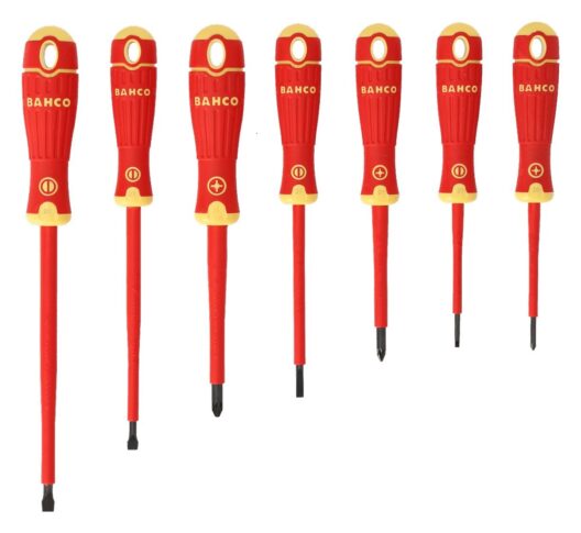 Bahco Fit B220.017 7 Piece VDE Insulated Screwdriver Set Slotted & Pozi