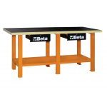 Beta C56W 'Orange' 2 Metre Wooden Top Workbench With Two Drawers