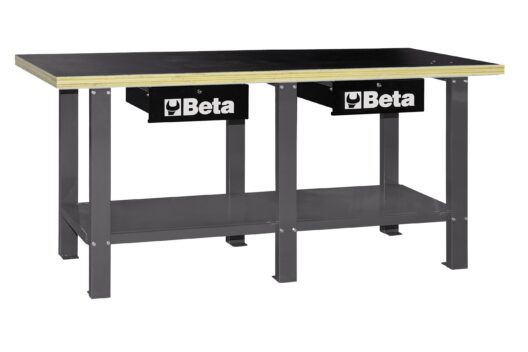 Beta C56W 'Grey' 2 Metre Wooden Top Workbench With Two Drawers