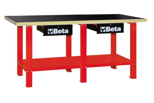 Beta C56W 'Red' 2 Metre Wooden Top Workbench With Two Drawers