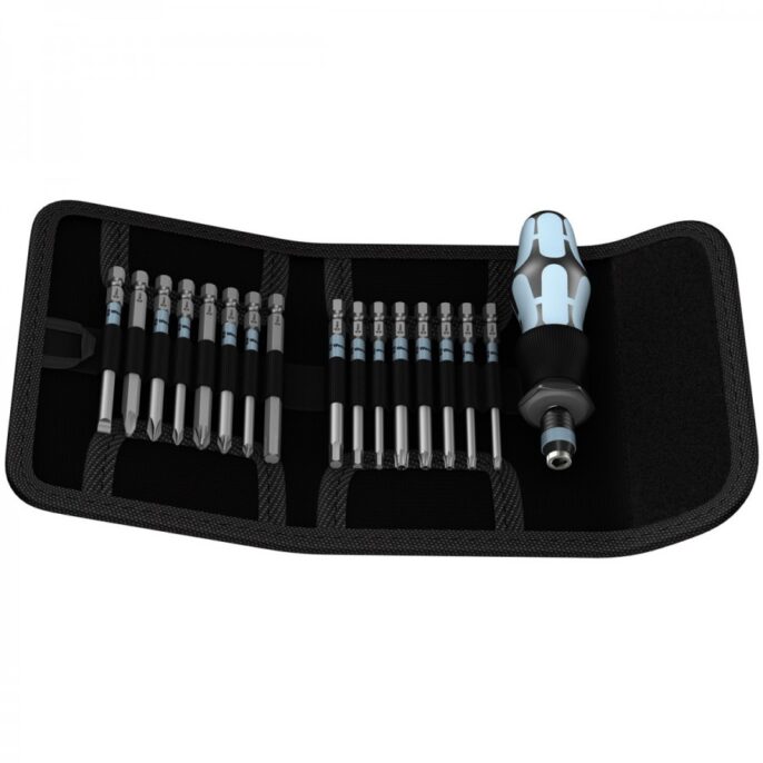 Wera Kompakt 60 Stainless Steel 17 Piece Interchangeable Screwdriver Bit Set - 071116