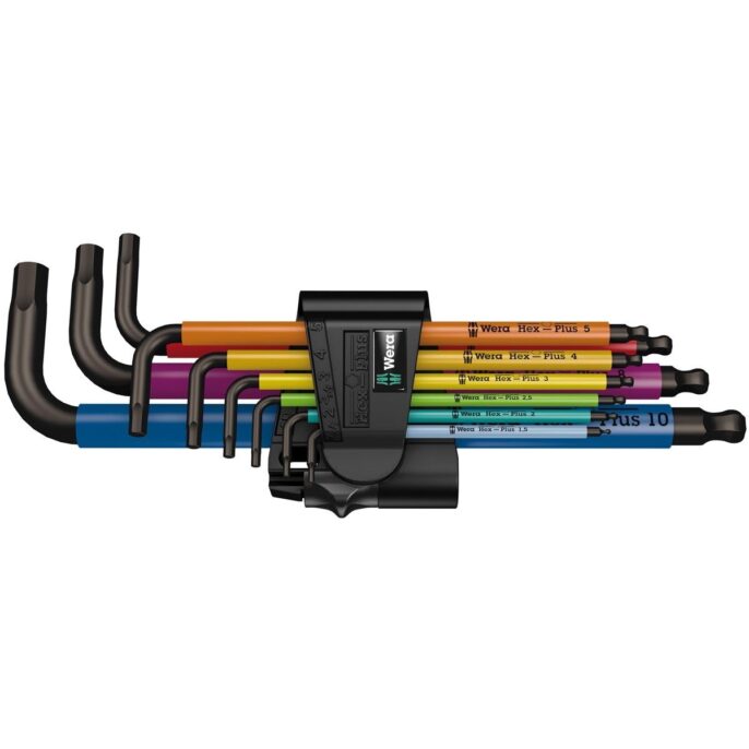 Wera 950/9 9 Piece Multi Colour Ball End Hexagon Key Set 1.5-10mm - 073593
