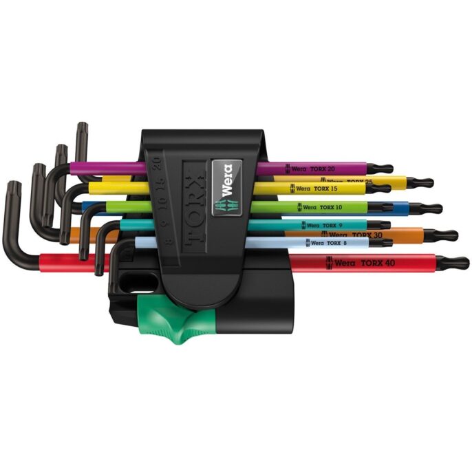 Wera 073599 9 Piece Multi Colour Ball End Security Torx Key Set T8-T40