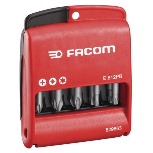 Facom E.612 10 Piece Phillips, Pozi & Torx Screwdriver Bit Set - 50mm Long