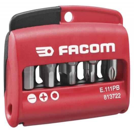 Facom E.111 11 Piece 1/4" Bit Holder + Slotted, Pozi & Hex Screwdriver Bit Set