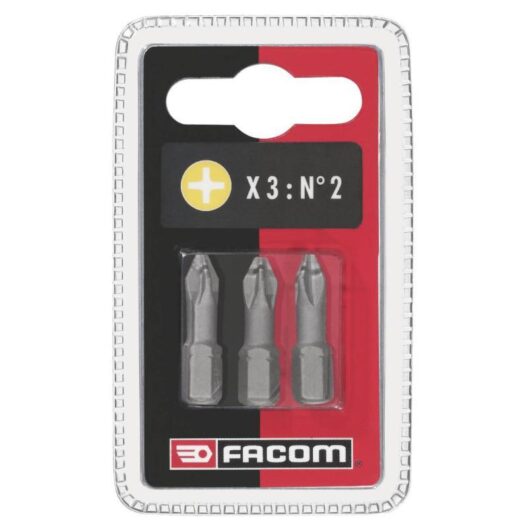 Facom EP102T.J3 3 Piece 1/4" Drive High Performance Phillips Screwdriver Bits PH2