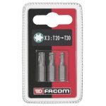 Facom EX12.J3 3 Piece 1/4" Drive Series 1 Torx Bits T20, T25 & T30