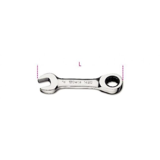 Beta 142C Short (Stubby) Ratcheting Combination Spanner 8mm