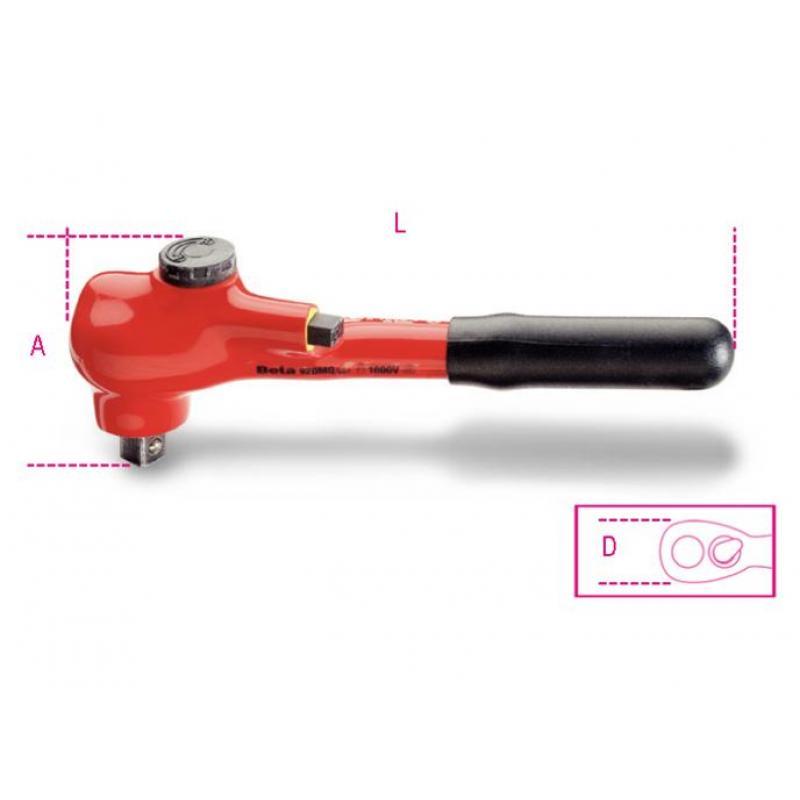 Beta “920MQ/55A” 1/2″ Square Drive 1000V Insulated Reversible ratchet with socket Locking System