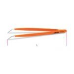 BETA 993PL PVC-COATED BENT THIN KNURLED POINT PIN SPRING TWEEZERS 150mm