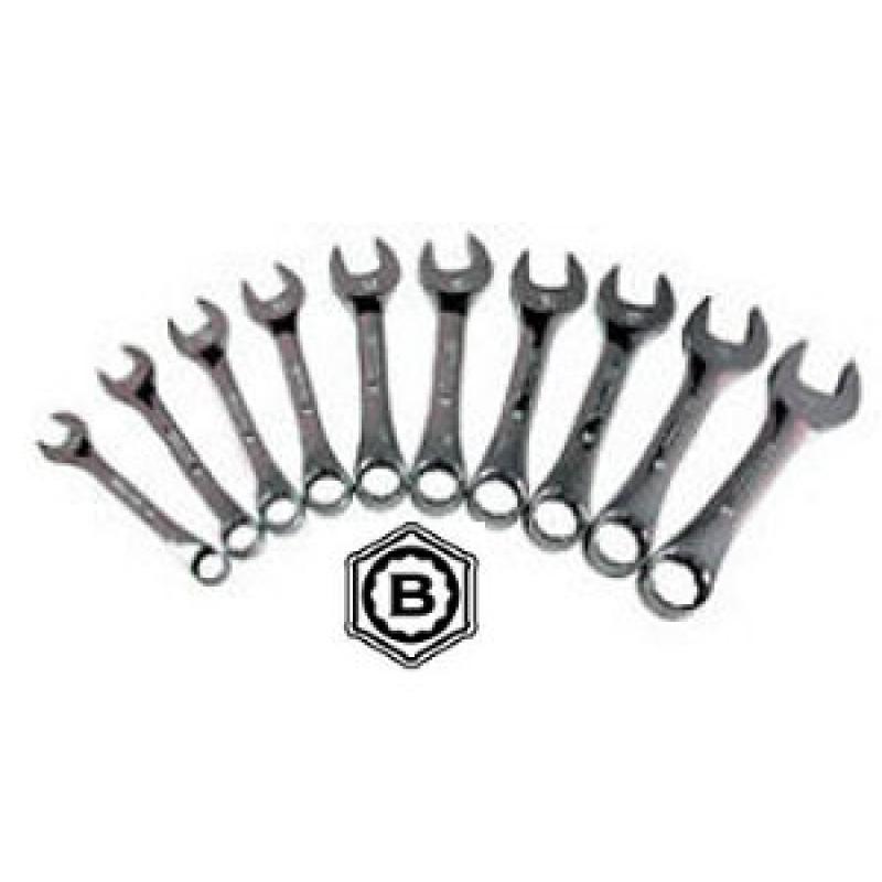 Britool Britool Hallmark 10 Piece Stubby Combination Spanner Wrench Set 10-19mm Short 