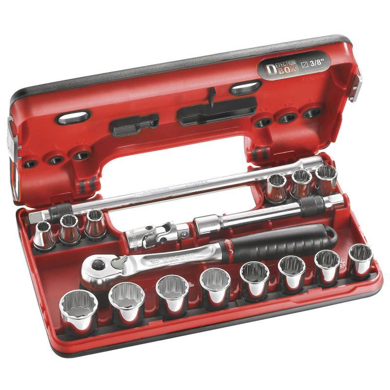 Facom JL.DBOX501 Detection Box 3/8″ Drive Bi Hexagon (12 Point) Socket Set 8-22mm