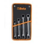 Beta 195AS/B4 4 Piece Imperial Flat Double Ratchet Ring Spanner Set 5/16-3/4" AF