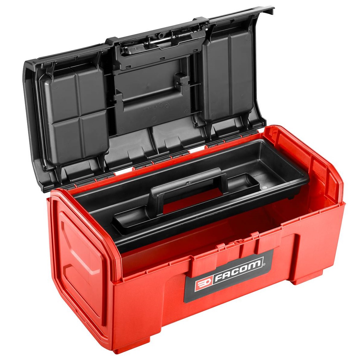 FACOM TOOLBOX RED BLACK PLASTIC WITH TOTE TRAY 410mm LONG 41CM 