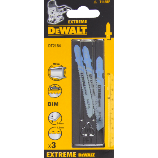 Dewalt DT2154 EXTREME T Shank Metal Cutting Jigsaw Blades (Pack of 3)