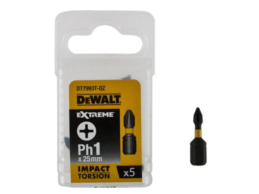 Dewalt DT7993T 25mm Impact Torsion Screwdriver Bits PH1 (x5)