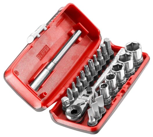 Facom R1PICO 1/4" Drive Flexi Ratchet, Screwdriver Bit &amp; Socket Set