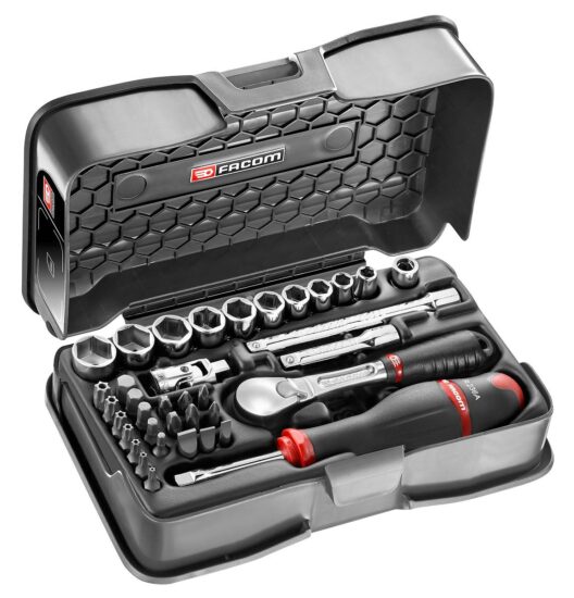 Facom RL.161-5P6U 1/4″ Drive 37 Piece Imperial 6 Point Socket and Bit Set 7/32 - 9/16" AF
