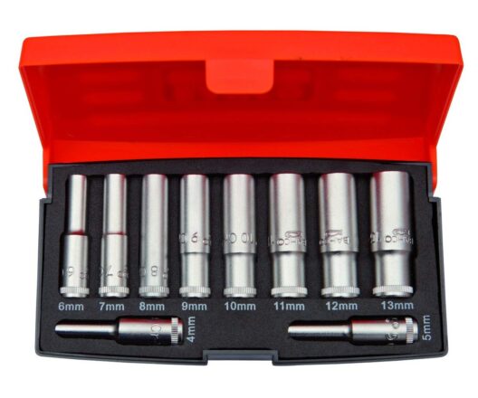 Bahco S0810L 1/4" Drive 10 Piece Deep Metric Socket Set 4-13mm