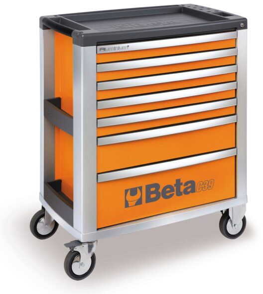 Beta C39/7 7 Drawer Aluminium Alloy Mobile Roller Cabinet In Orange