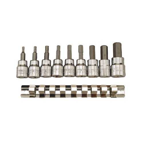 Teng M3812 9 Piece 3/8″ Drive Hexagon Bit Socket Set On A Rail 3-12mm