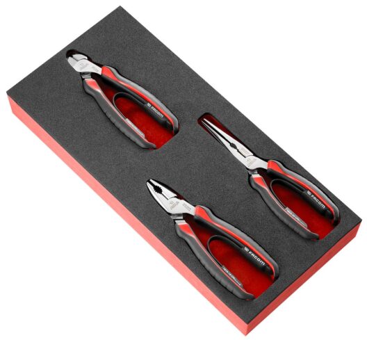 Facom MODM.CPEA0 3 Piece Combination, Long and Side Cutting (Snips) Plier Set Supplied in Foam Module Tray