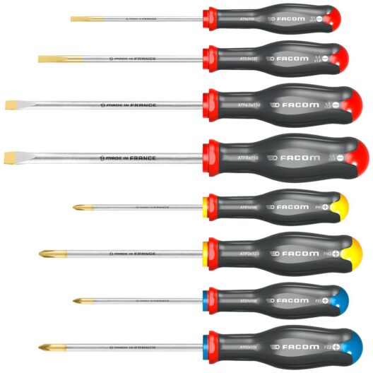 Facom AT.J8PB Protwist® 8 Piece Slotted, Phillips & Pozi Screwdriver Set