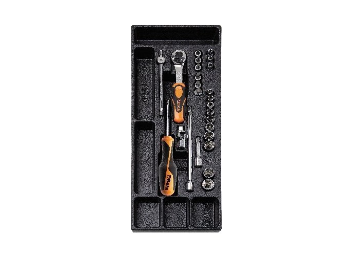Beta T91 25 Piece 1/4″ Drive Hexagon (6-point) Socket Set in Plastic Module Tray 4-14mm