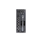 Beta Tools T99 16 Piece 1/2" Drive INOX Stainless Steel Socket Set in Plastic Module Tray 10-32mm
