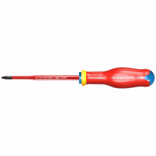 Facom ATD2X125TVE Protwist 1000v VDE Slim Insulated Screwdriver Pozi PZ2 x 125mm
