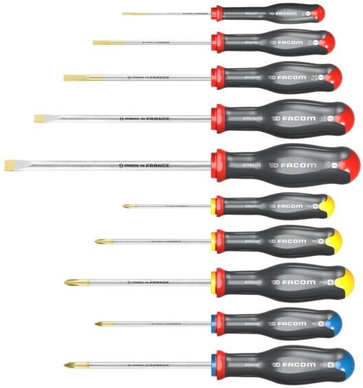 Facom ATW.J10 10 Piece ProTwist Screwdriver Set - Slotted, Pozi & Phillips