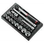 Facom MOD.S161-36 23 Piece 1/2" Drive Hexagon (6-Point) Socket &; Accessory Set Supplied in Plastic Module Tray 8-32mm