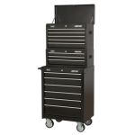 Sealey AP22BSTACK 14 Drawer Tool Box Stack - Roll Cab, Top &amp; Mid Chests - Black